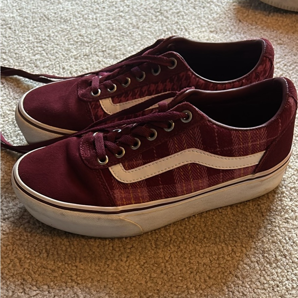 Maroon platform Vans